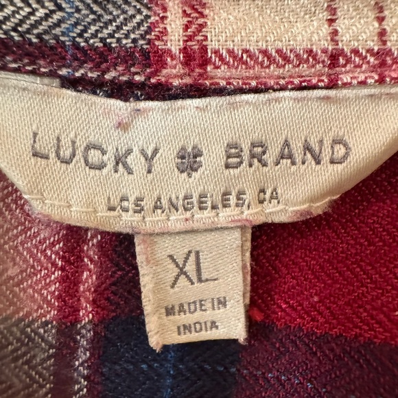 Lucky Brand Red and Cream Plaid Shirt - Picture 7 of 10